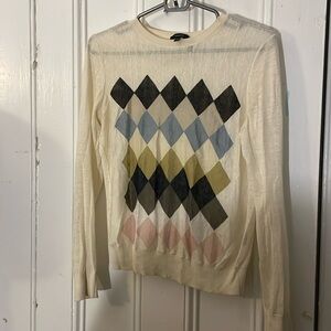Theory sheet sweater with argyle print